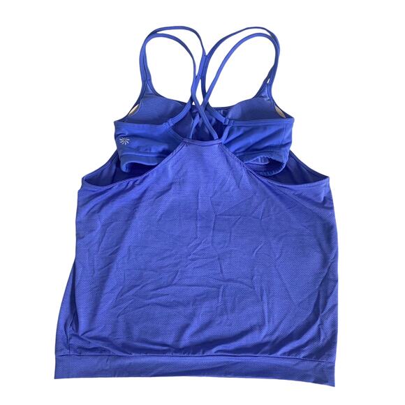 Athleta Energize Mesh Racerback Strappy Tank Top Sports Bra Blue Womens Size XS - Picture 3 of 9